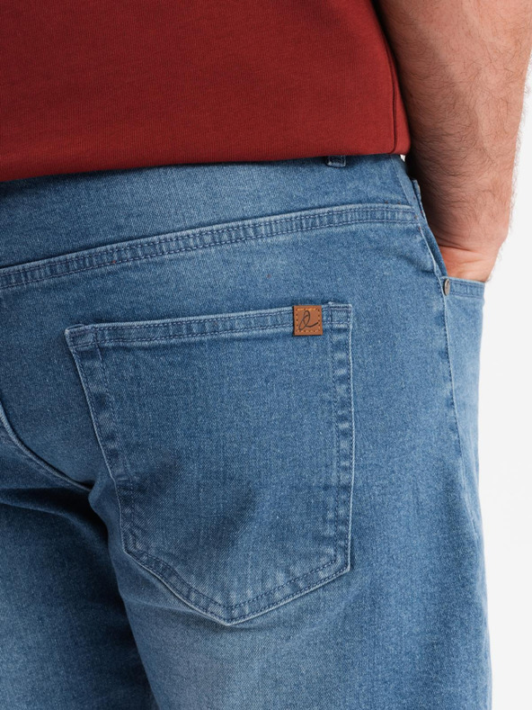 Ombre Clothing Muške traper kratke hlače sa zarolanih nogavica - plave