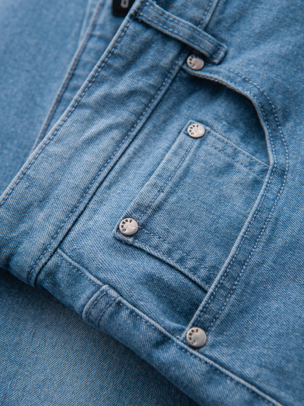 Ombre Clothing Muške traper kratke hlače sa zarolanih nogavica - plave