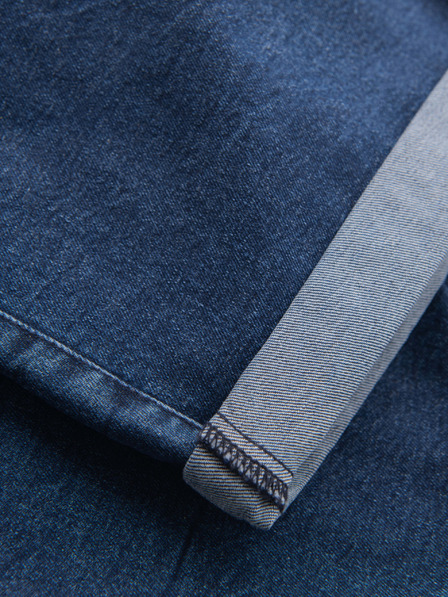 Ombre Clothing Muške traper kratke hlače sa zarolanih nogavica - tamno plave