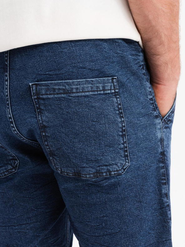 Ombre Clothing Muške traper kratke hlače sa zarolanih nogavica - tamno plave