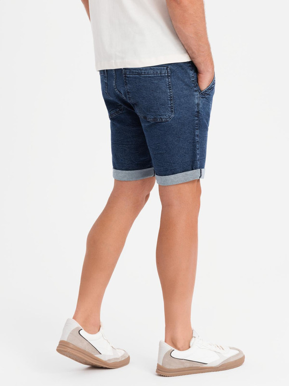 Ombre Clothing Muške traper kratke hlače sa zarolanih nogavica - tamno plave