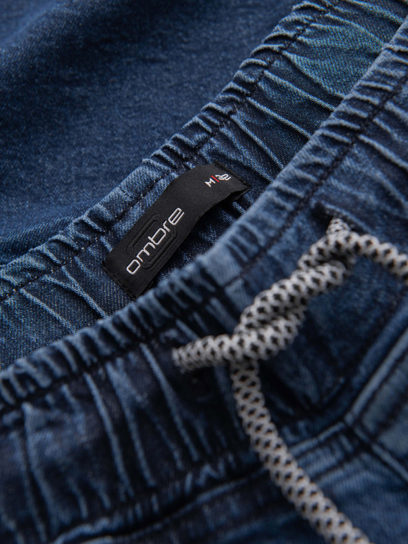 Ombre Clothing Muške traper kratke hlače sa zarolanih nogavica - tamno plave