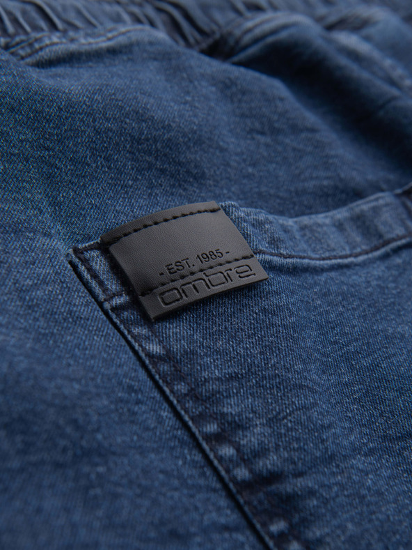 Ombre Clothing Muške traper kratke hlače sa zarolanih nogavica - tamno plave