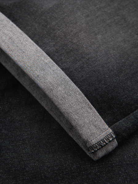 Ombre Clothing Muške traper kratke hlače sa zarolanih nogavica - crne