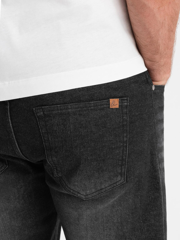 Ombre Clothing Muške traper kratke hlače sa zarolanih nogavica - crne