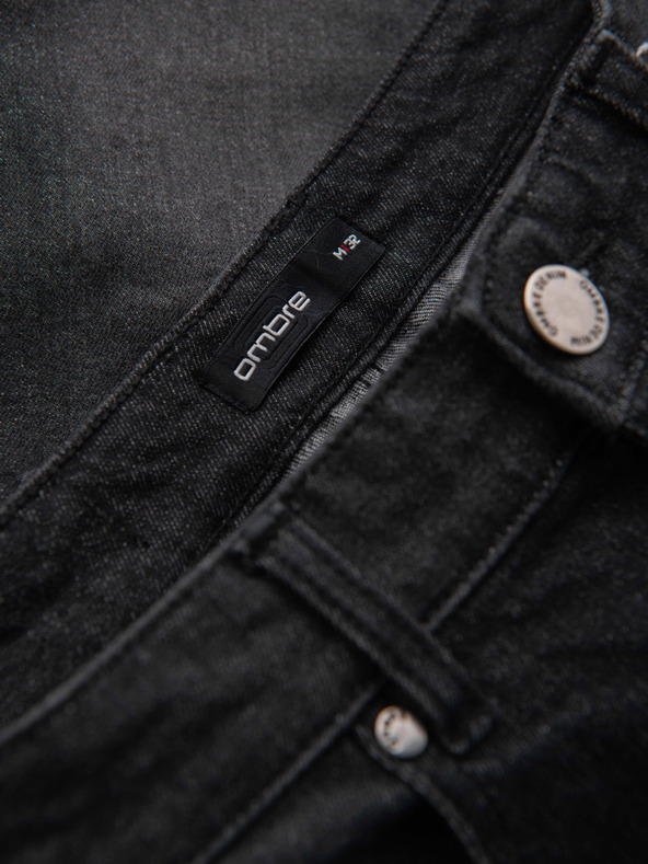 Ombre Clothing Muške traper kratke hlače sa zarolanih nogavica - crne