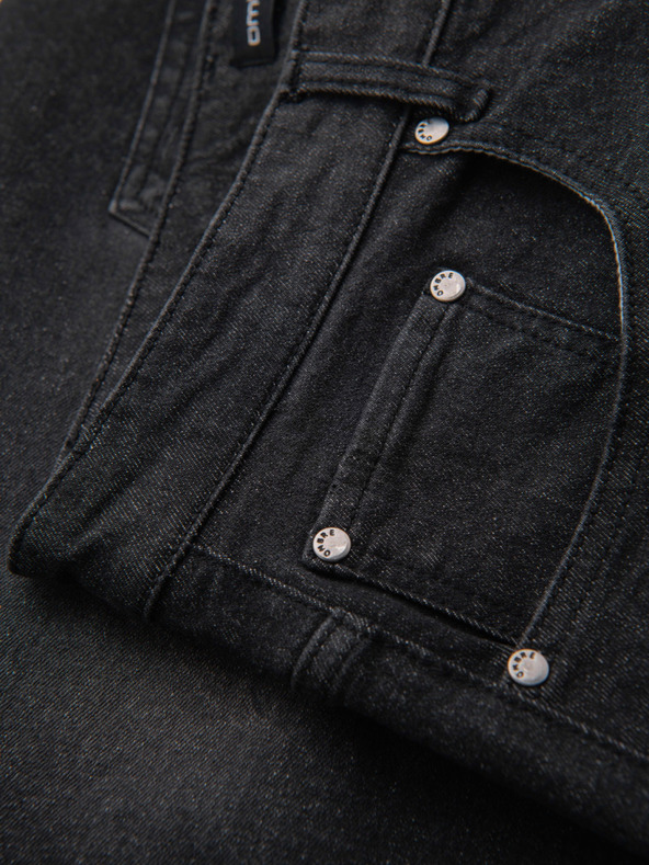 Ombre Clothing Muške traper kratke hlače sa zarolanih nogavica - crne