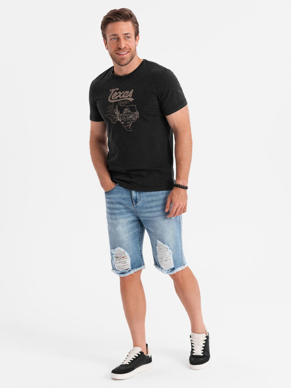 Ombre Clothing Muške kratke traper hlače s rupama i prorezima - svijetlo plave