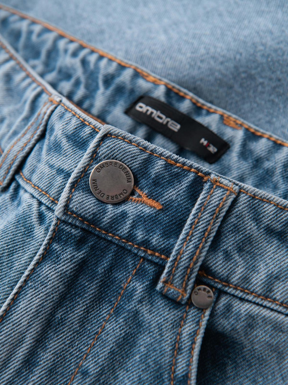 Ombre Clothing Muške kratke traper hlače s rupama i prorezima - svijetlo plave