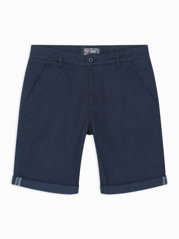 Ombre Clothing Muške klasične chino kratke hlače sa zarolanih nogavica - tamno plave