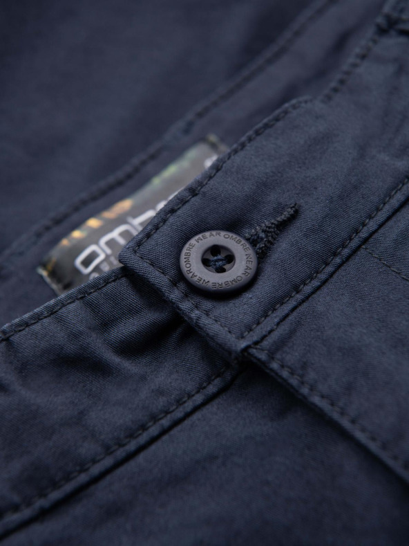 Ombre Clothing Muške klasične chino kratke hlače sa zarolanih nogavica - tamno plave