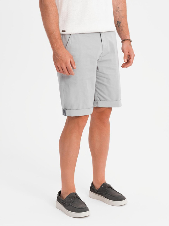 Ombre Clothing Muške klasične chino kratke hlače sa zarolenim nogavicama - sive