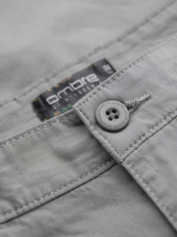 Ombre Clothing Muške klasične chino kratke hlače sa zarolenim nogavicama - sive