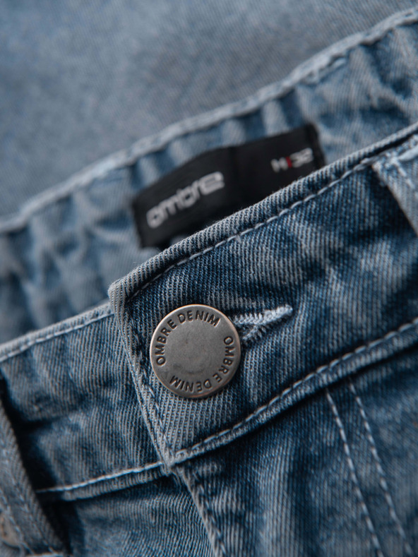 Ombre Clothing Muške traper kratke hlače sa zarolenim nogavicama - svijetloplave