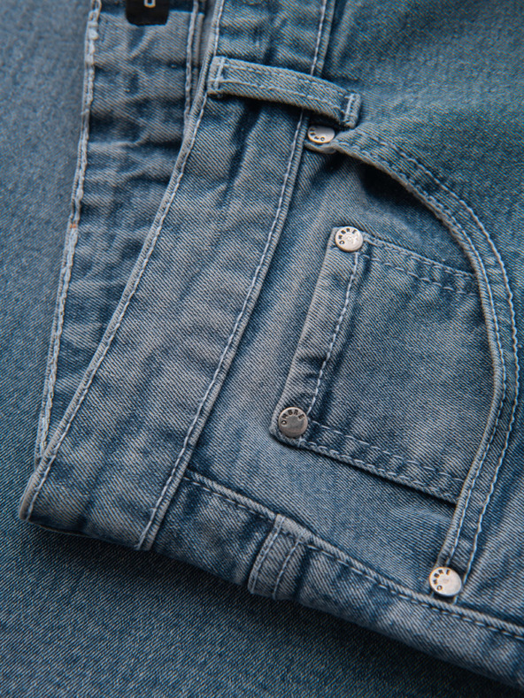 Ombre Clothing Muške traper kratke hlače sa zarolenim nogavicama - svijetloplave