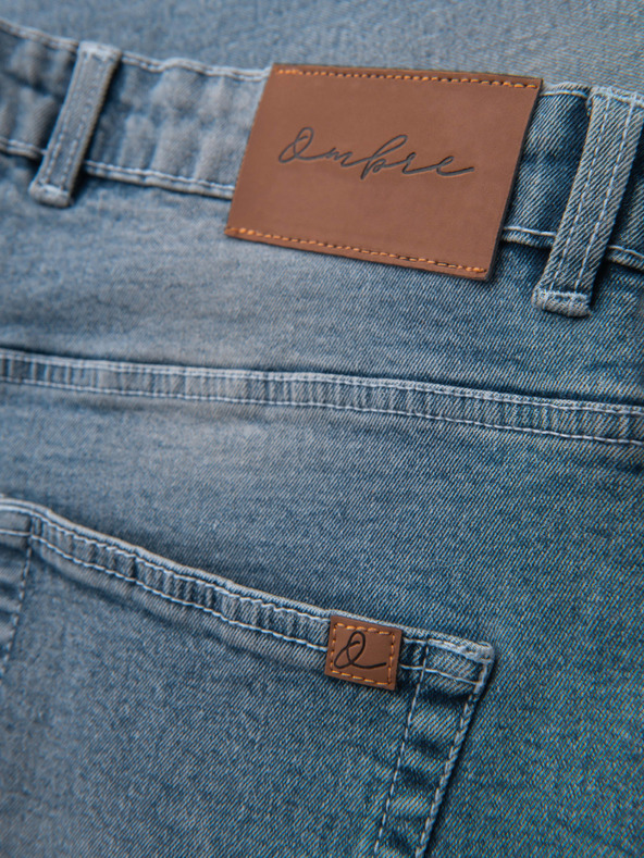 Ombre Clothing Muške traper kratke hlače sa zarolenim nogavicama - svijetloplave