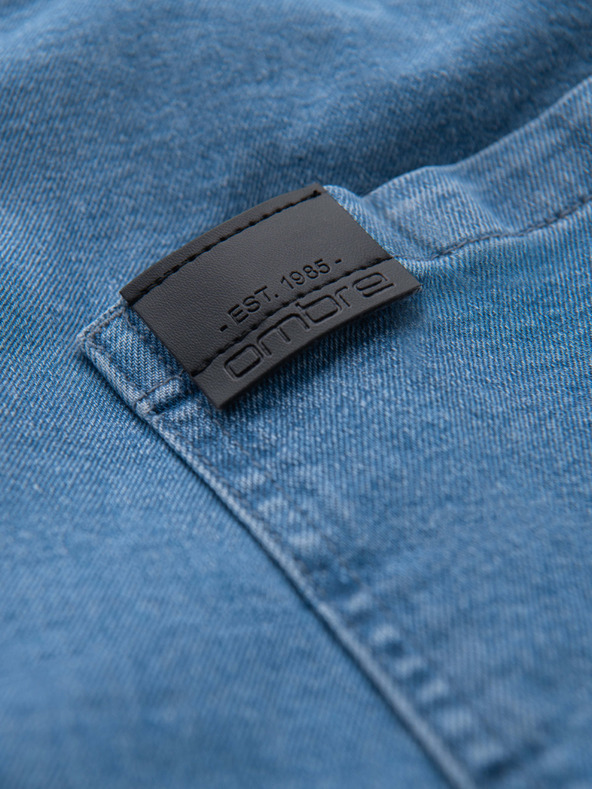 Ombre Clothing Muške traper kratke hlače sa zarolenim nogavicama - svijetloplave