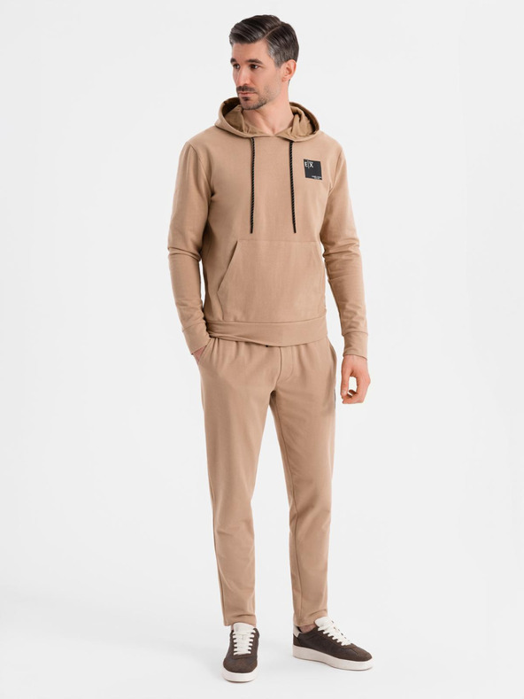 Ombre Clothing Muška dukserica s kapuljačom + trenerka - smeđa