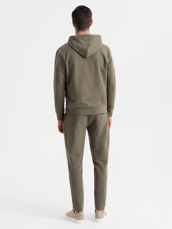 Ombre Clothing Muška dukserica s kapuljačom + trenerka - maslinasta