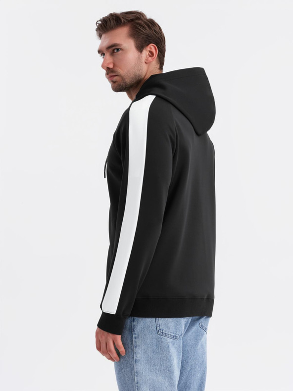 Ombre Clothing Muška zip dukserica s kapuljačom i rubom - crna