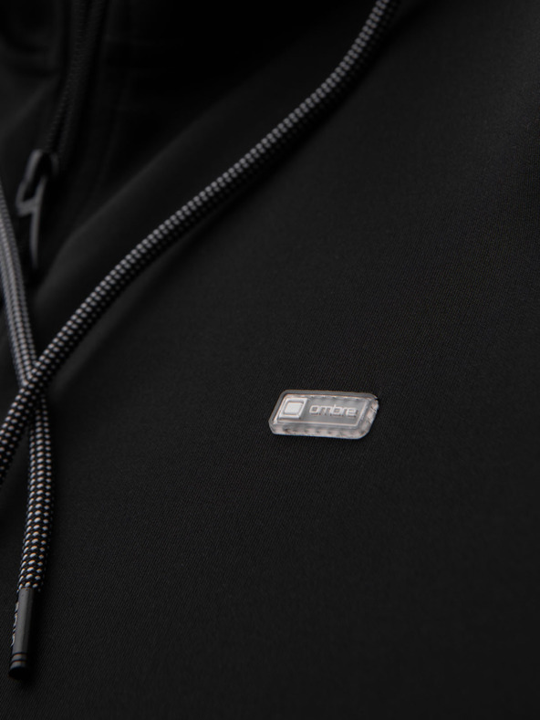 Ombre Clothing Muška zip dukserica s kapuljačom i rubom - crna
