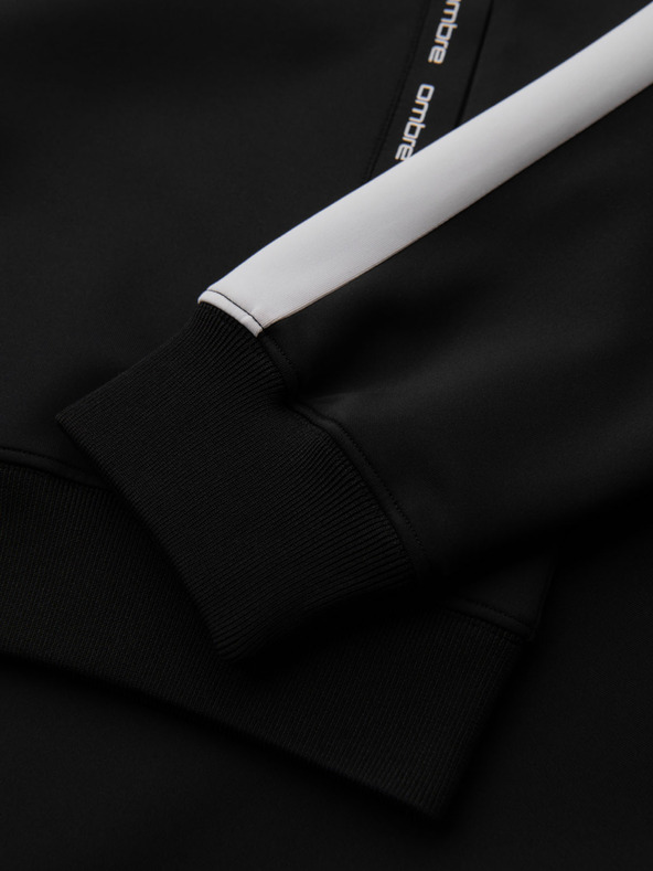 Ombre Clothing Muška zip dukserica s kapuljačom i rubom - crna
