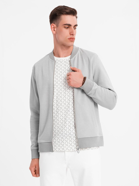 Ombre Clothing Muška pletena bomber jakna - siva