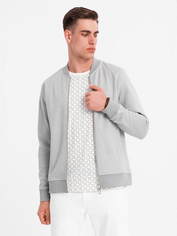 Ombre Clothing Muška pletena bomber jakna - siva