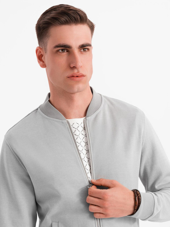 Ombre Clothing Muška pletena bomber jakna - siva