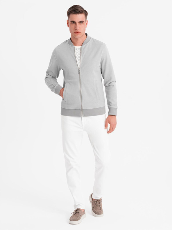 Ombre Clothing Muška pletena bomber jakna - siva