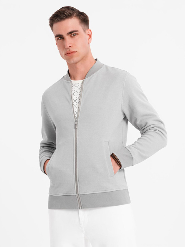 Ombre Clothing Muška pletena bomber jakna - siva