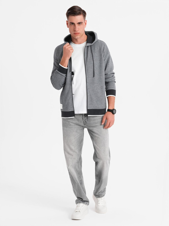 Ombre Clothing Muška mekano strukturirana dukserica s kapuljačom - crna