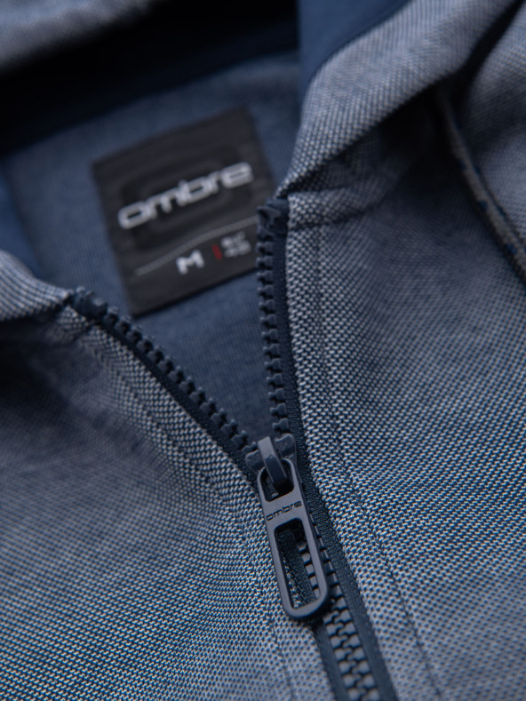 Ombre Clothing Muška mekano strukturirana dukserica s kapuljačom - tamnoplava