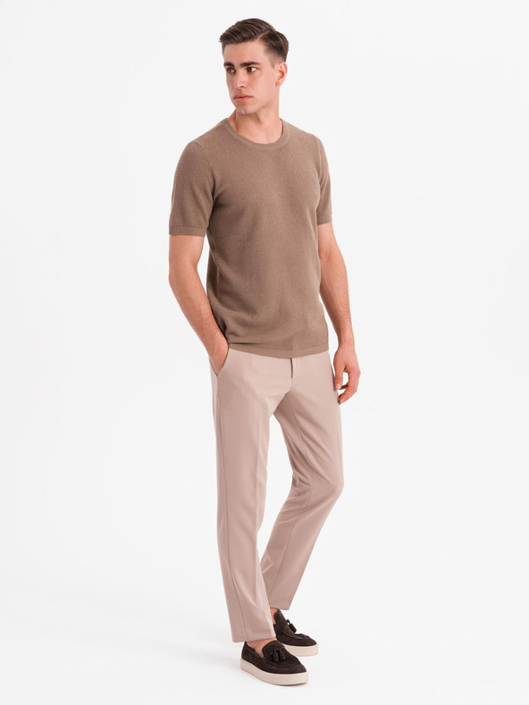 Ombre Clothing Muška pletena košulja fine teksture - svijetlosmeđa