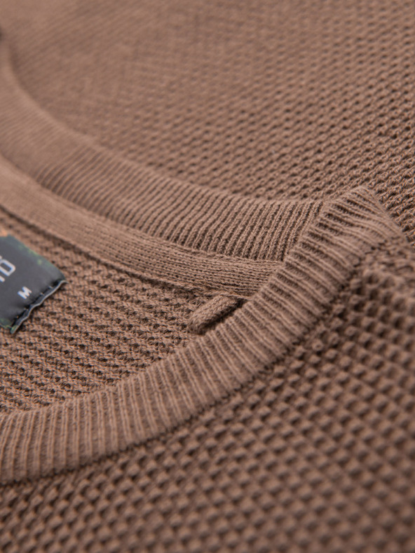 Ombre Clothing Muška pletena košulja fine teksture - svijetlosmeđa