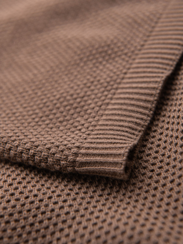 Ombre Clothing Muška pletena košulja fine teksture - svijetlosmeđa