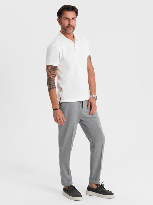 Ombre Clothing Pamučna polo majica od piké pletiva - kremasta