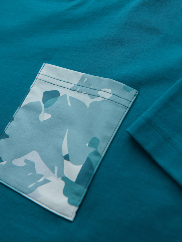 Ombre Clothing Muška pamučna majica s printom džepa - tirkizna