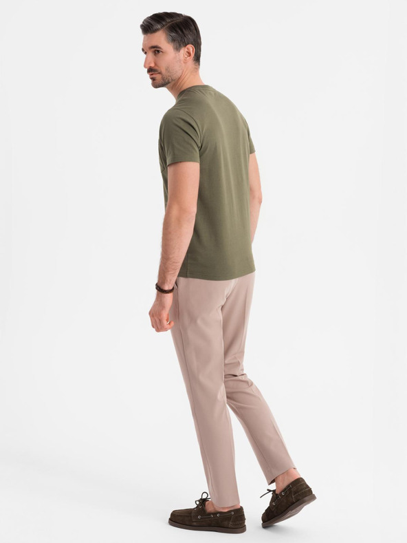 Ombre Clothing Muška majica s gumbima i semiš rubom - tamnomaslinasta