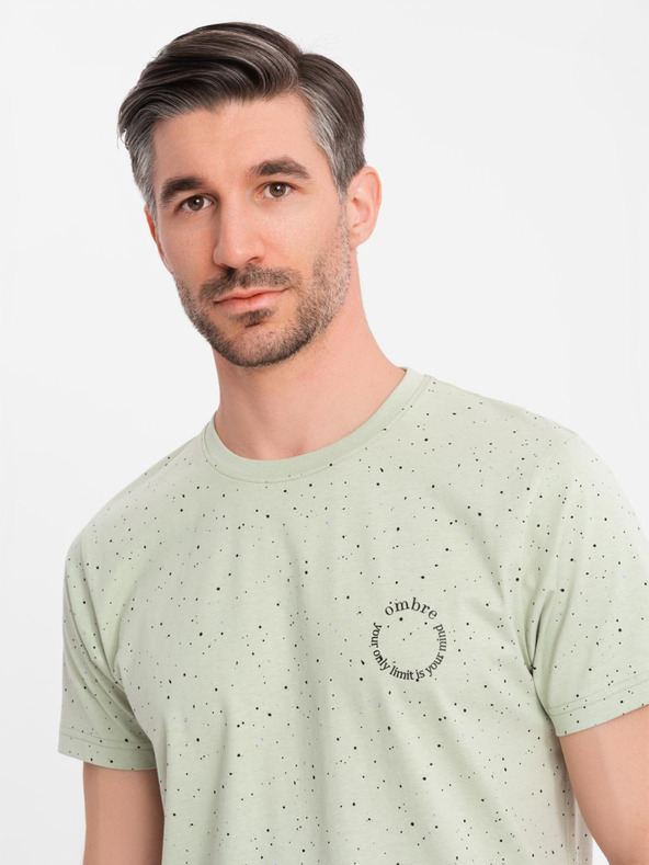 Ombre Clothing Muška pamučna majica s printom i okruglim izrezom - mint
