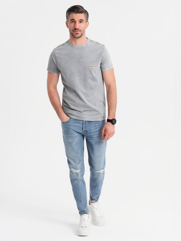 Ombre Clothing Pamučna majica s printom na prsima i leđima - siva