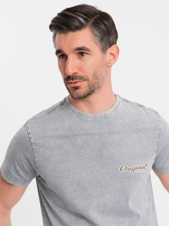 Ombre Clothing Pamučna majica s printom na prsima i leđima - siva