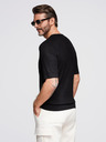 Ombre Clothing Muška pletena majica s gumbima uz izrez - crna