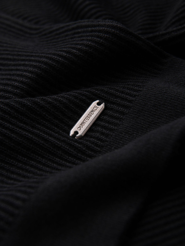 Ombre Clothing Muška pletena majica s gumbima uz izrez - crna