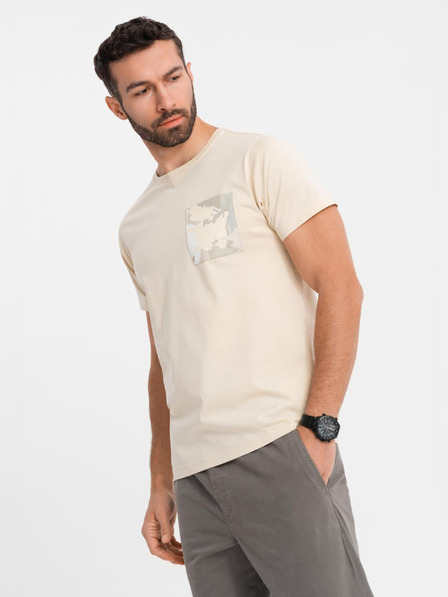 Ombre Clothing Muška pamučna majica s printom džepa - tirkizna