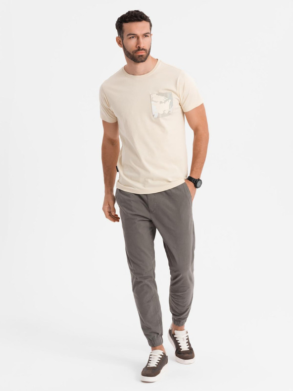 Ombre Clothing Muška pamučna majica s printom džepa - tirkizna