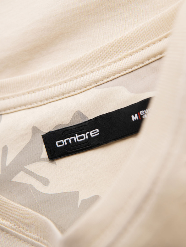 Ombre Clothing Muška pamučna majica s printom džepa - tirkizna