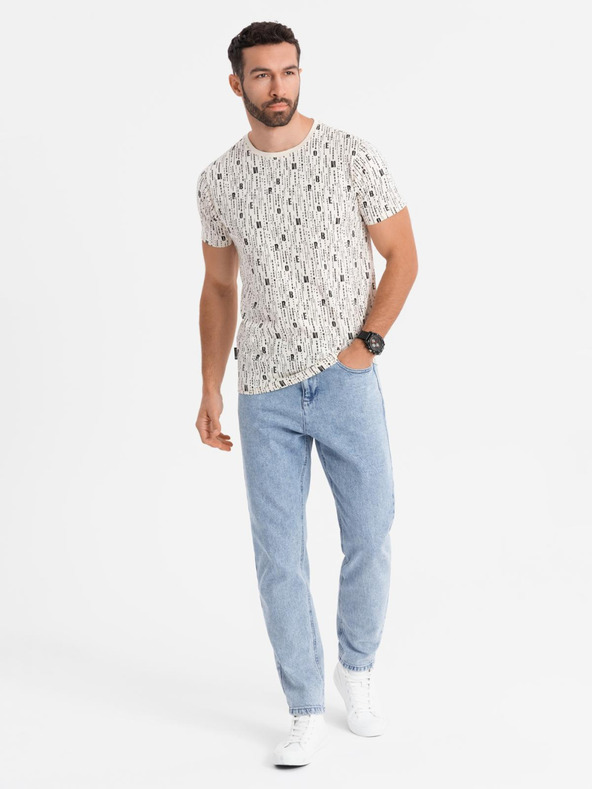 Ombre Clothing Pamučna majica s otiskom i okruglim izrezom - krem