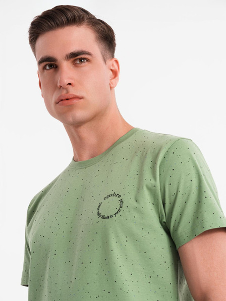 Ombre Clothing Muška pamučna majica s otiskom i okruglim izrezom - zelena