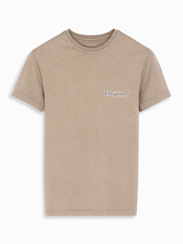 Ombre Clothing Pamučna majica s otiskom na prsima i leđima - tamno bež